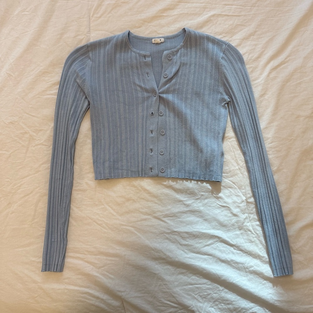 Garage Blue Cropped Cardigan
